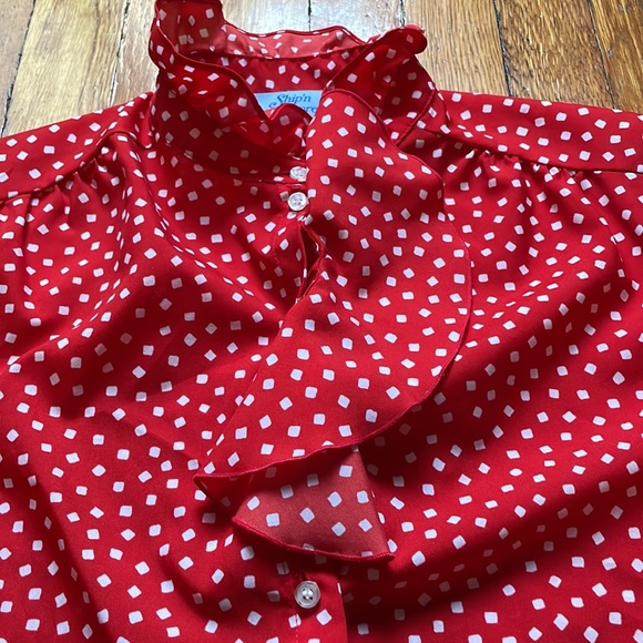 Vintage Red and White Polka Dot Shirt - Picture 2 of 4